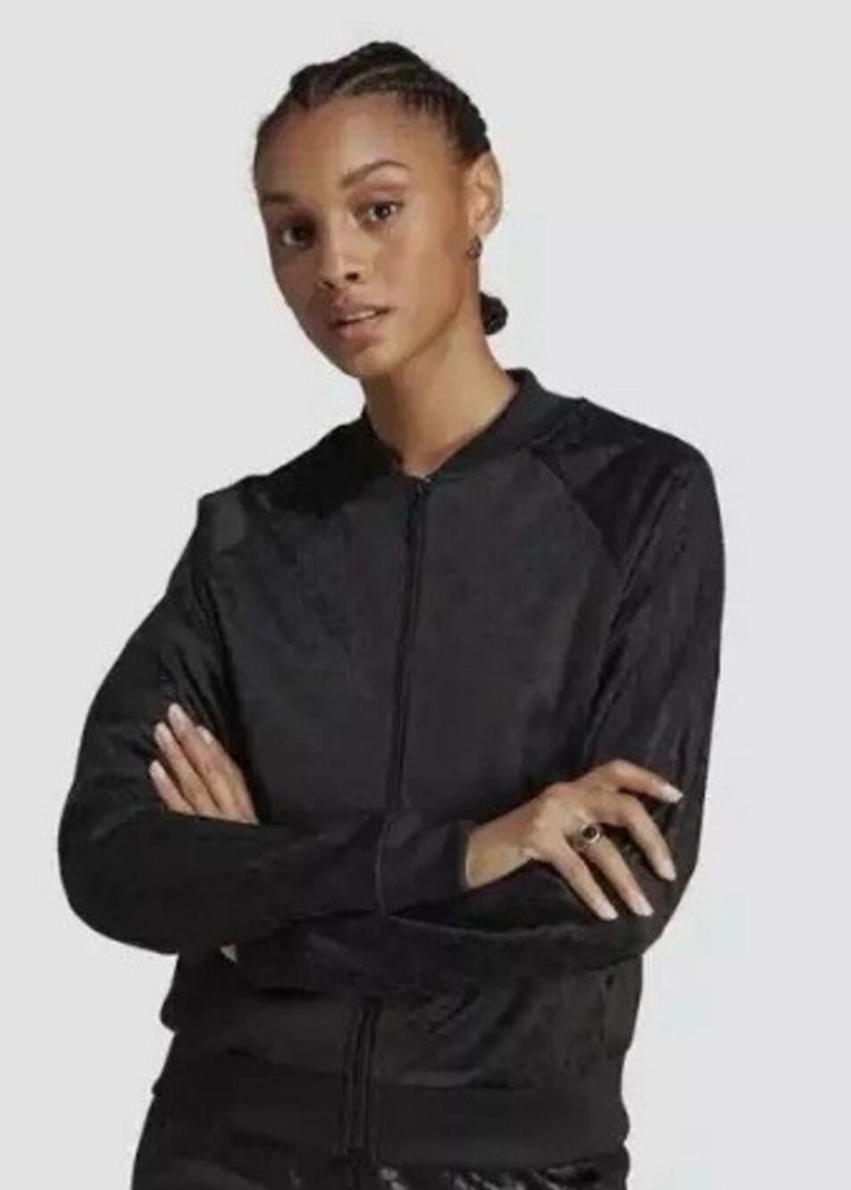 Adidas Jacket Womens Medium Monogram Black Track Jacket Athletic NWT $85 Retail